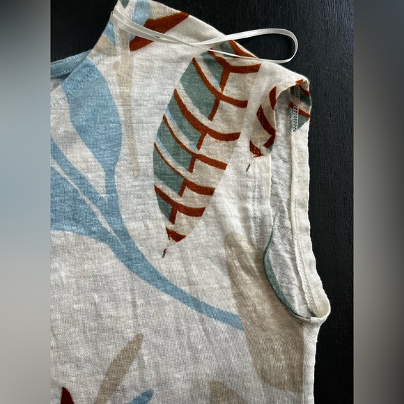 Cynthia Rowley Womens Size Large Short Sleeve 100% Linen Top Botanical Neutral - Picture 5 of 14